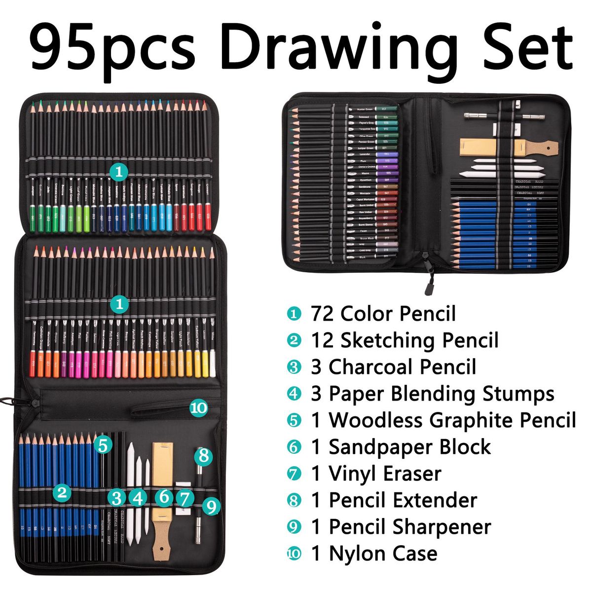 95 Pieces Oily Colored Pencil Sets Art Color Pencil Sketching Pencil Beginner Painting Kit
