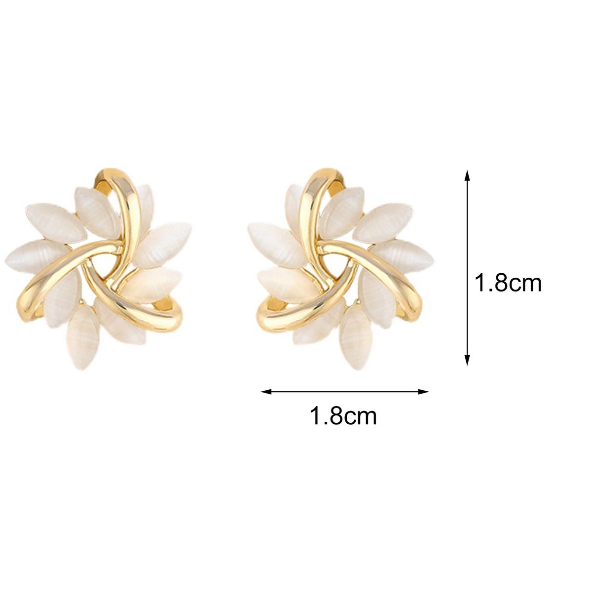 1 Pair Petal Circle Flower Shape Women Earrings Alloy-Golden