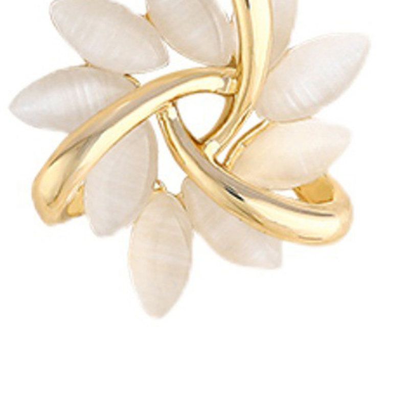 1 Pair Petal Circle Flower Shape Women Earrings Alloy-Golden