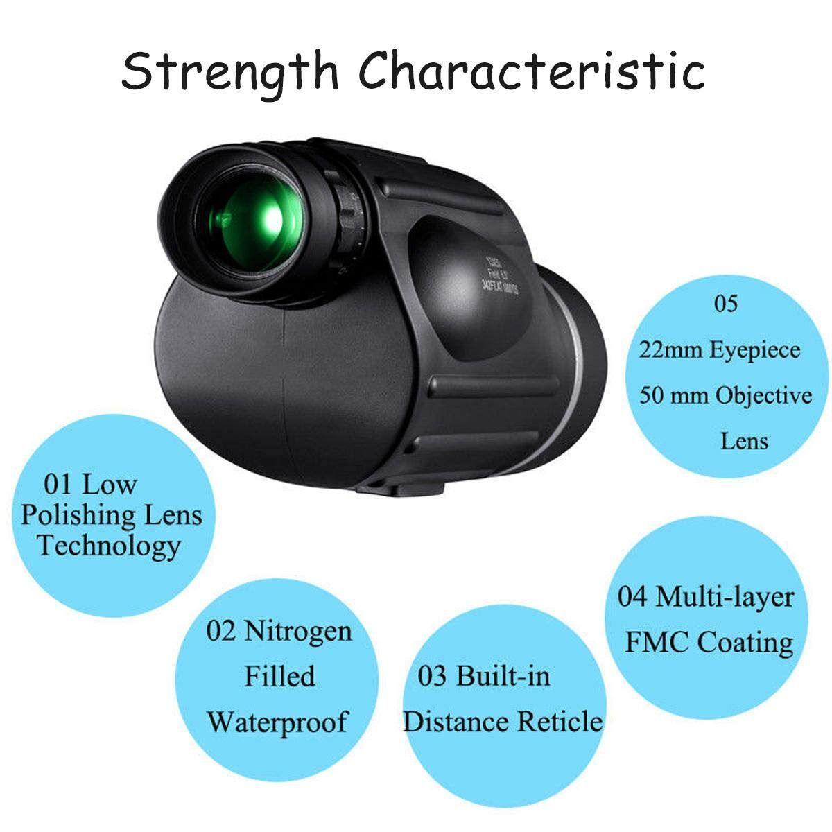13x50 HD Rangefinder Spotting Scope With Measurable Reticle Waterproof