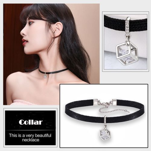Ladies Necklace Black Neckband Clavicle Chain Women's Personality Choker D
