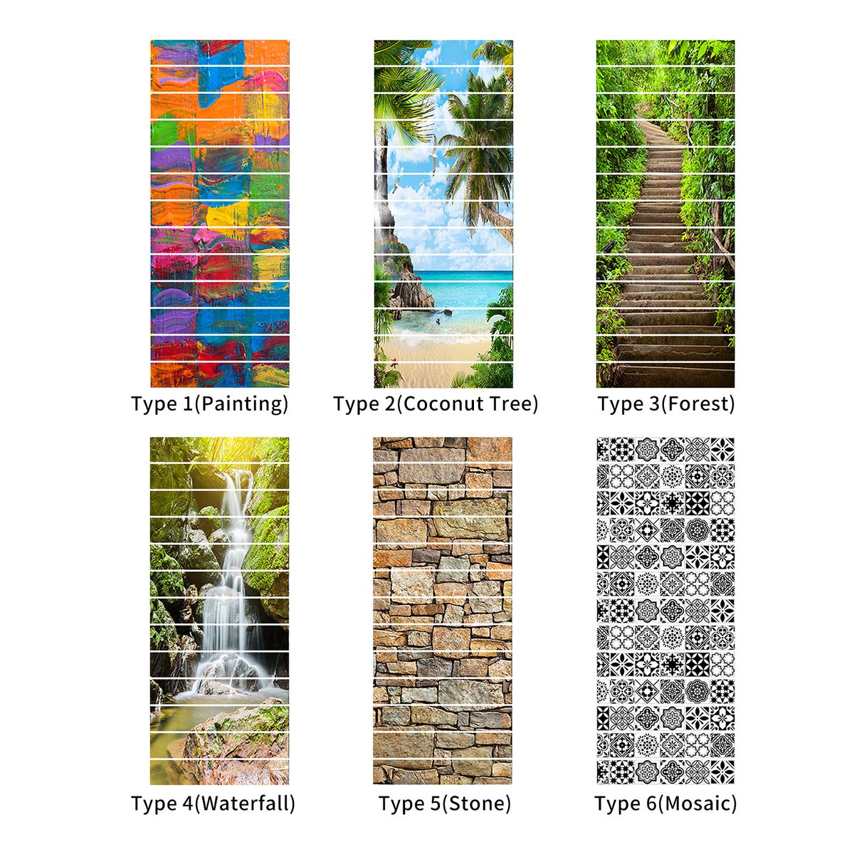13PCS DIY Staircase Stickers Beautiful Scenery Pattern