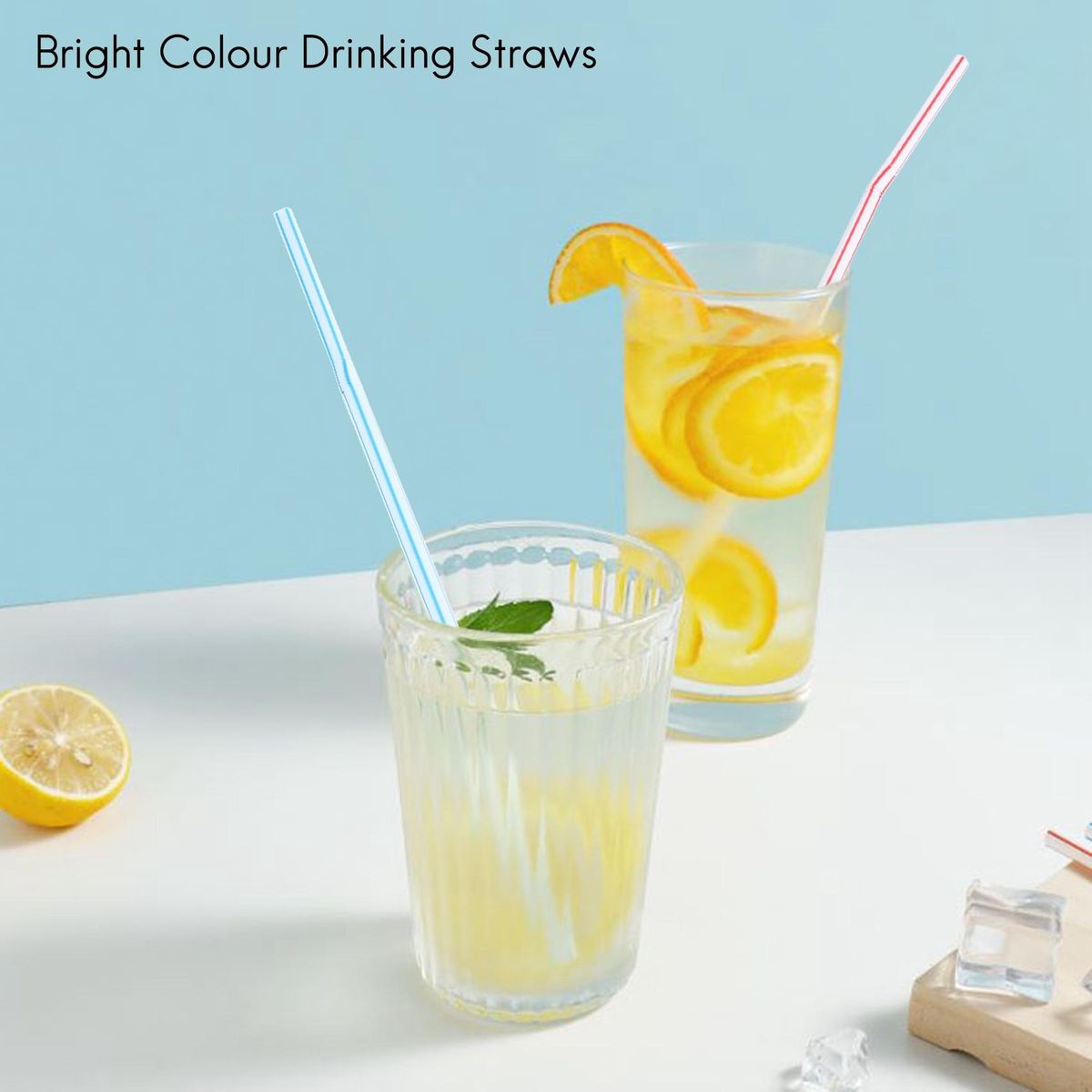 100Pcs Disposable Flexible Straws Plastic Drinking