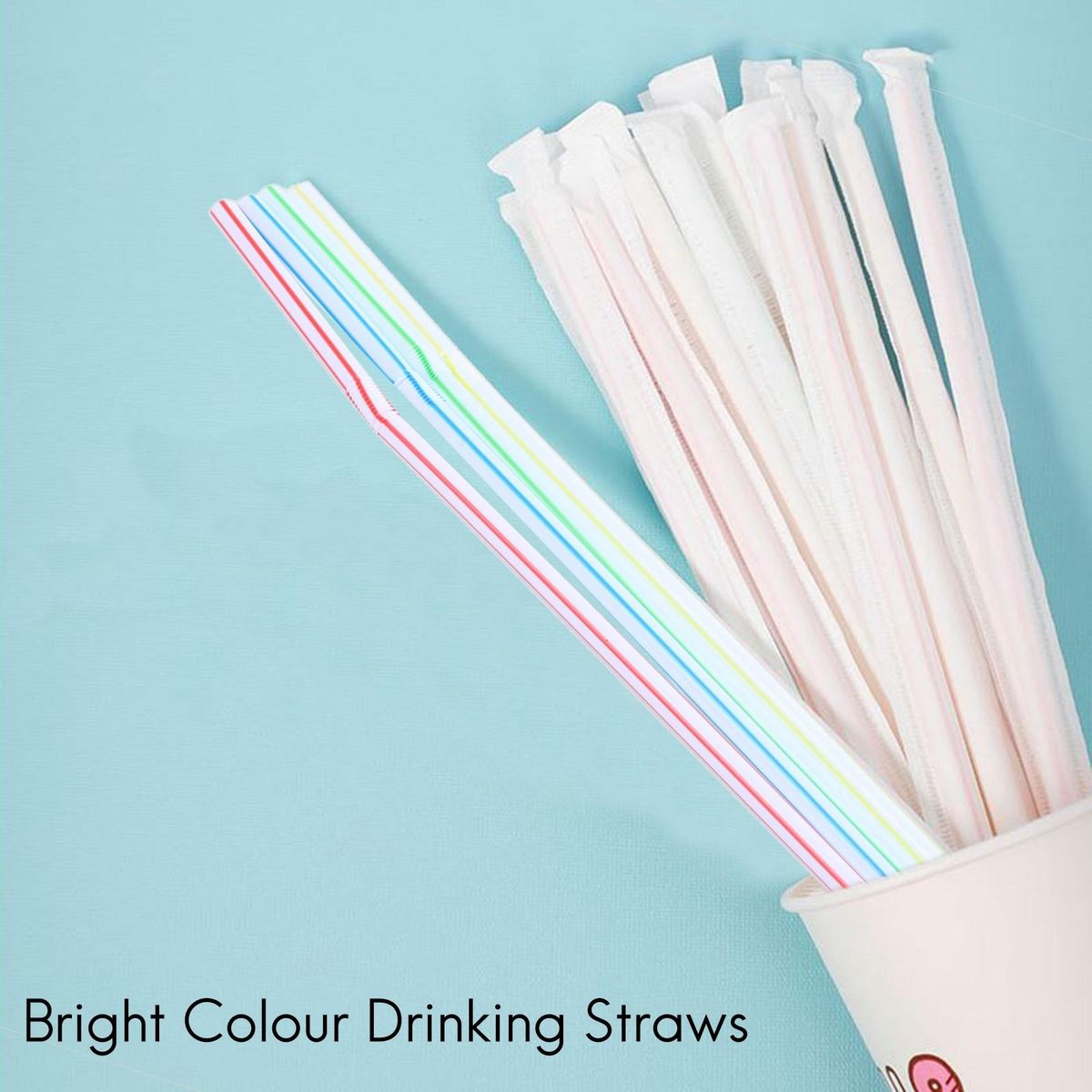 100Pcs Disposable Flexible Straws Plastic Drinking