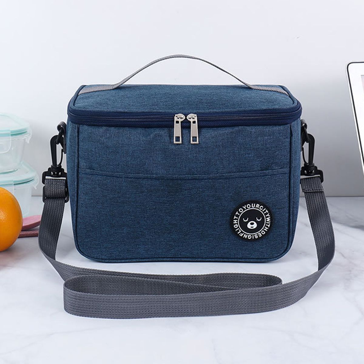 Lunch Bag Wide Opening Thermal Lunch Bag Navy Blue