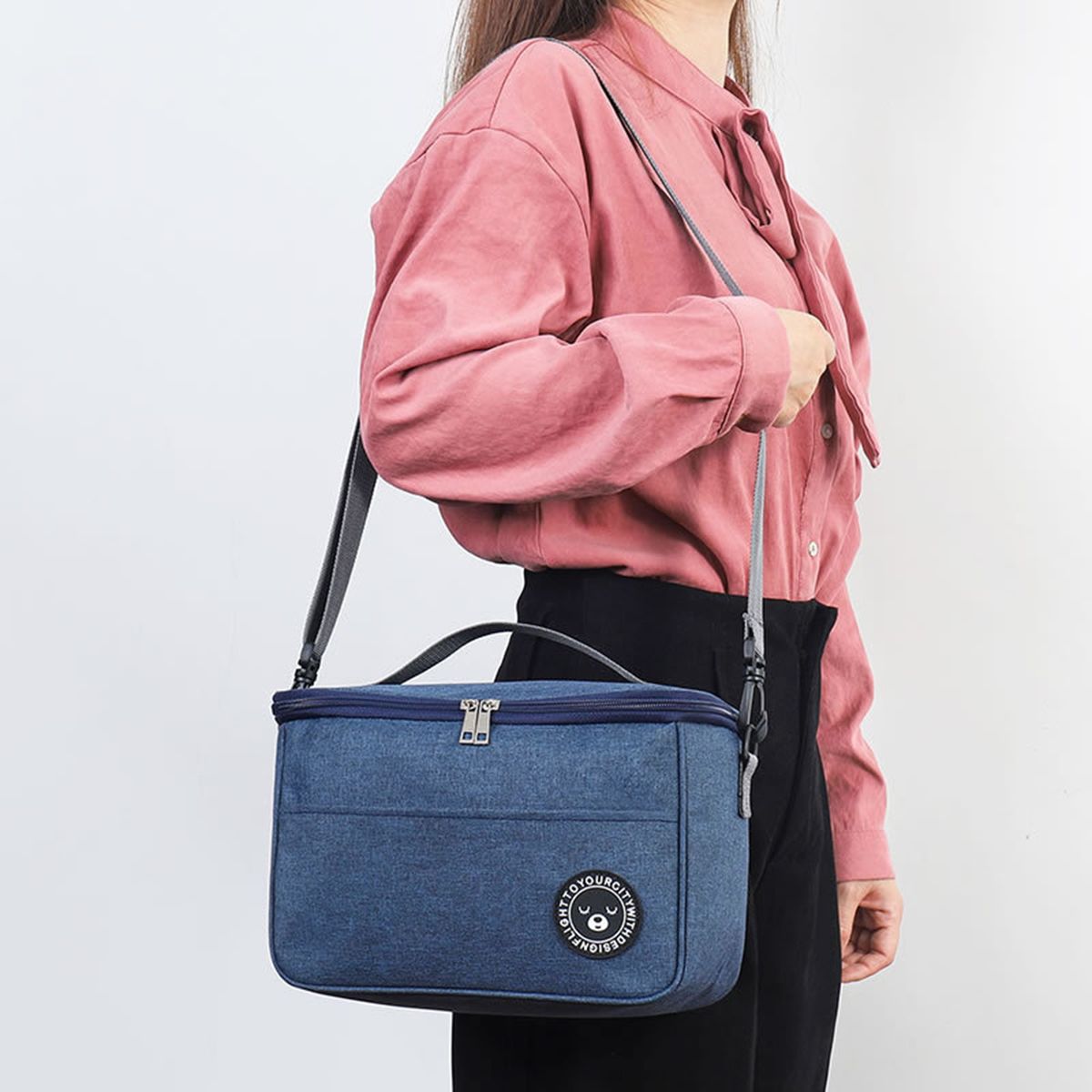 Lunch Bag Wide Opening Thermal Lunch Bag Navy Blue