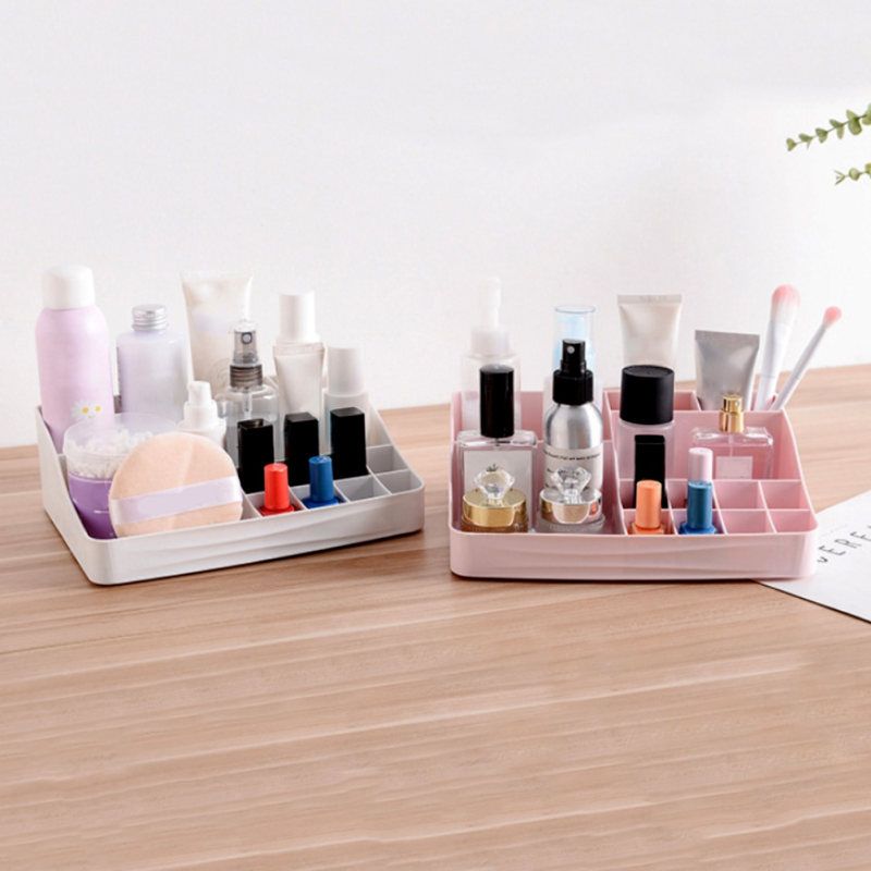 Home Office Desktop Make Up Cosmetics Storage Box Rack-White