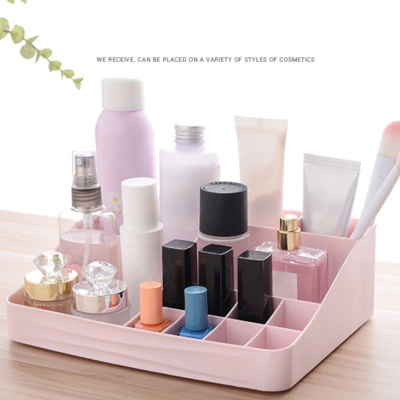 Home Office Desktop Make Up Cosmetics Storage Box Rack-White