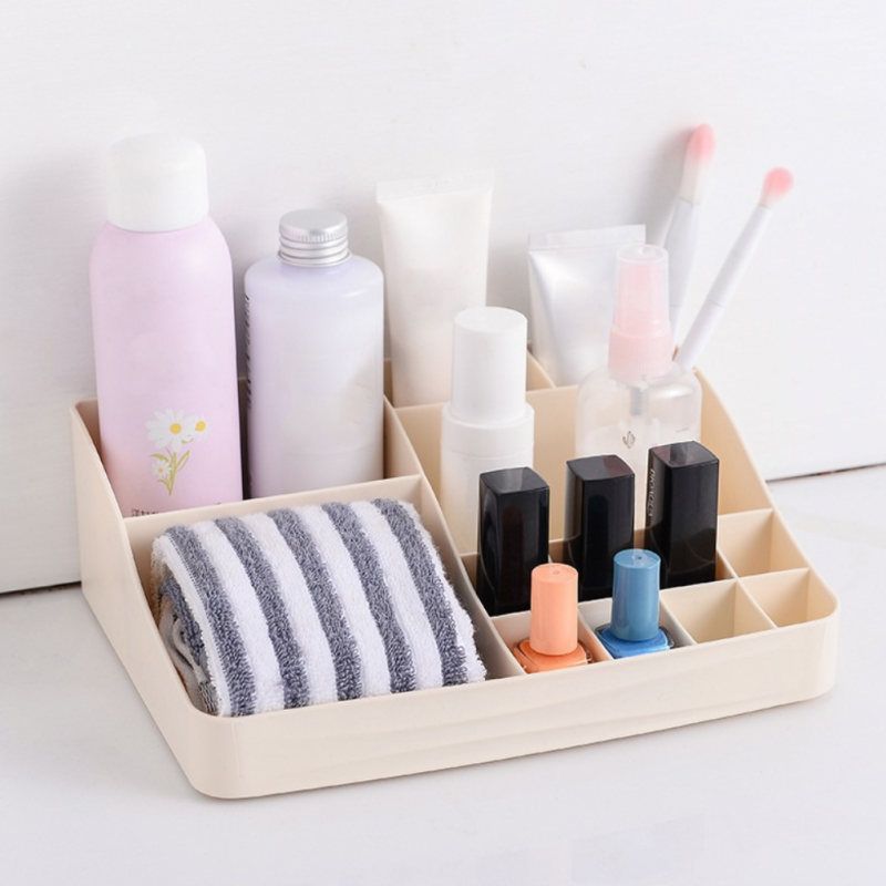 Home Office Desktop Make Up Cosmetics Storage Box Rack-White