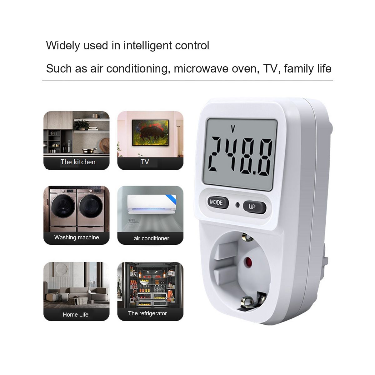 230V-240V Digital LCD Power Meter Wattmeter Socket Wattage Electric Meter BR Measuring Outlet Power Analyzer EU Plug