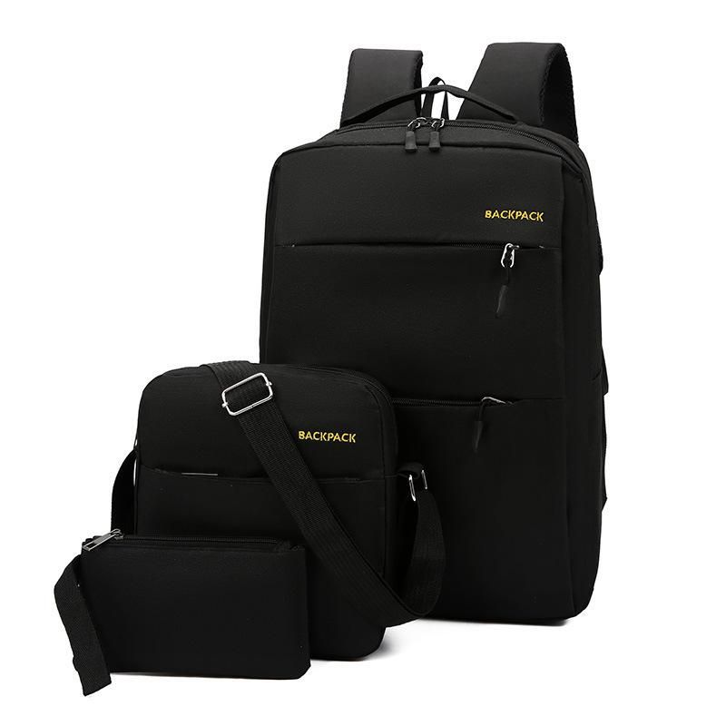 2020 USB Charging Computer Bag Three Piece Business Backpack Backpack Men's Canvas Bag Student Bag