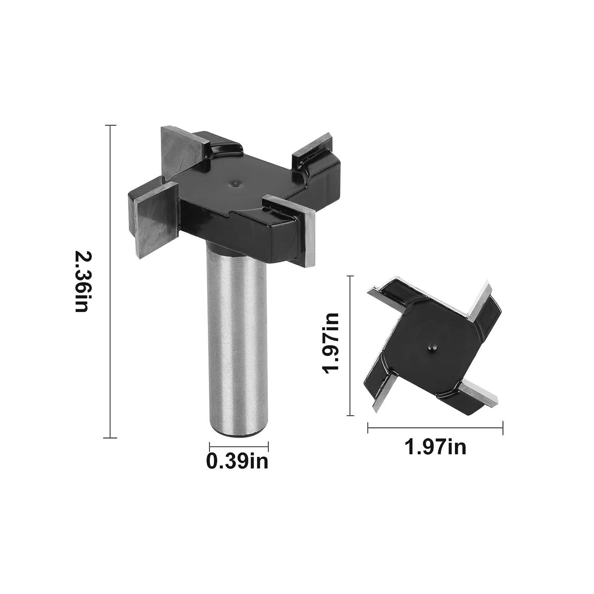 CNC Spoilboard Surfacing Router Bits,1/4Inch and 1/2Inch Handle 1In and 2In Cutting Diameter, Slab Flattening Router Bit