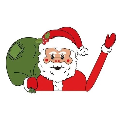 Christmas Ornament Santa Claus Waving Car Stickers Wiper Decals - Red & Green
