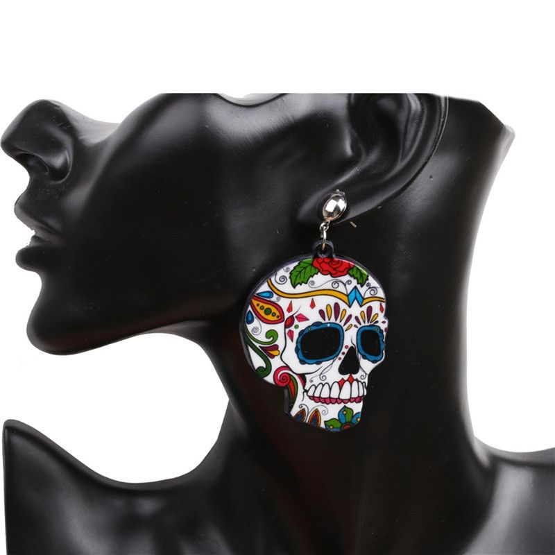3 Pairs Halloween Jewelry Acrylic Personal Skull Earrings