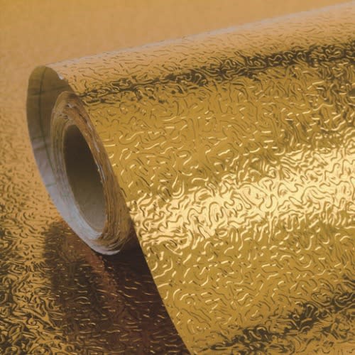 Self Adhesive Oil-proof Waterproof Stickers Aluminum Foil - Orange Peel Gold - 61cm x 2m