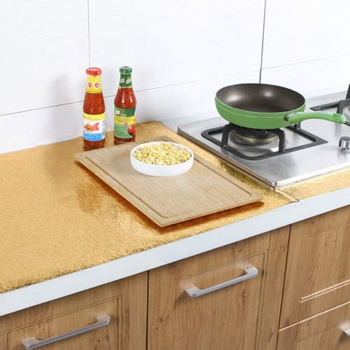 Self Adhesive Oil-proof Waterproof Stickers Aluminum Foil - Orange Peel Gold - 61cm x 2m