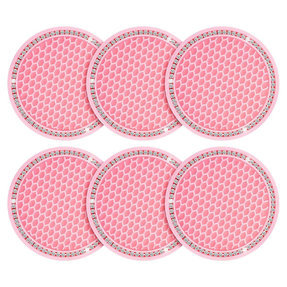 6Pcs Bling Car Coaster Cup Holders Rhinestone Car Insert