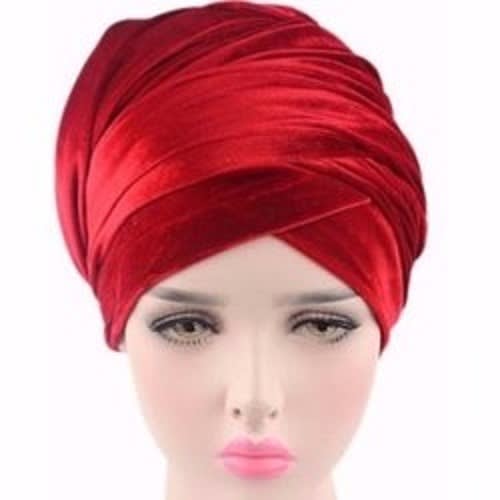 Women's Velvet Turban - Red