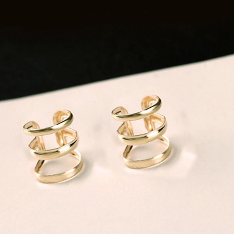 Women Punk Ear Clip Cuff Earrings Non-Piercing-Silver