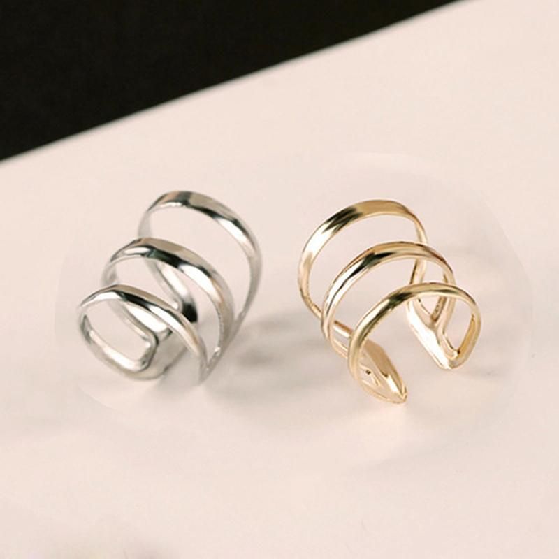 Women Punk Ear Clip Cuff Earrings Non-Piercing-Silver