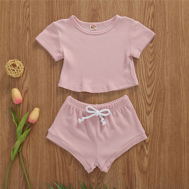 0-24M Toddler Baby Boys Girls Summer Ribbed Knitted Clothes