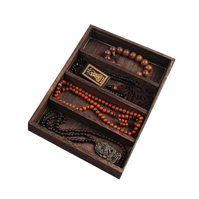 Sunglasses Display Case Display Panel Storage Tray 4 Grids Dark Brown