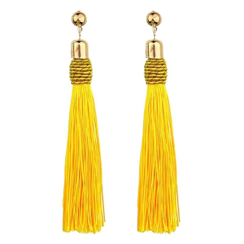 Bohemian Wedding Tassel Ear Studs Long Dangle Earrings-Red