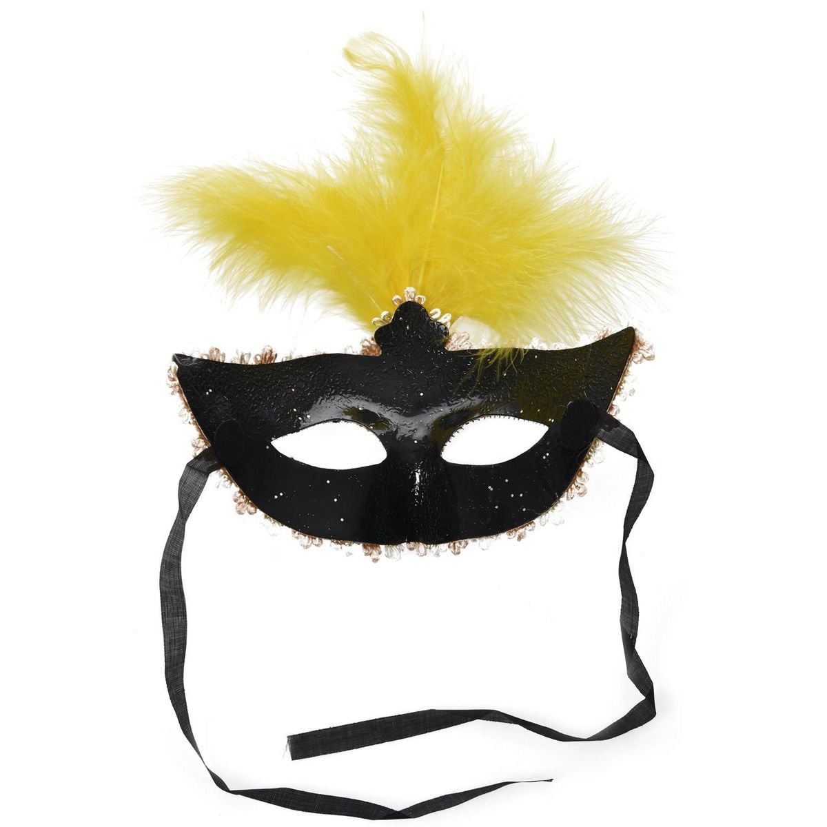Mask Mask with Feathers Venetian Style White Gold X Carnival Party