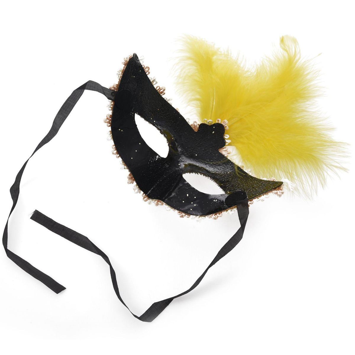 Mask Mask with Feathers Venetian Style White Gold X Carnival Party