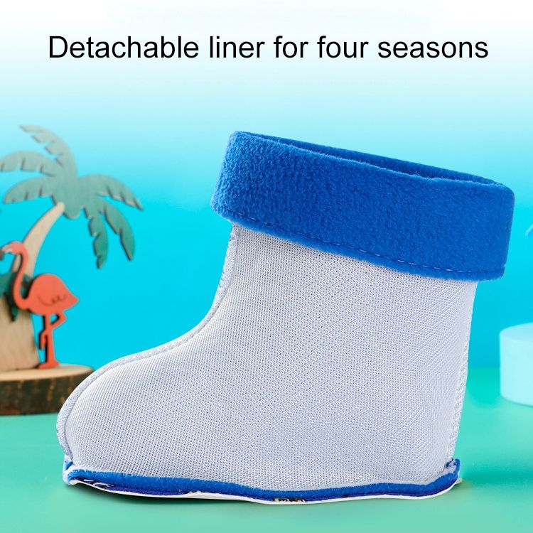 Children Non-Slip Plus Velvet Warm Cartoon Short Rain Boots, Size:Inner Length 18cm, Style:Without Cotton Cover(Dark Blue)