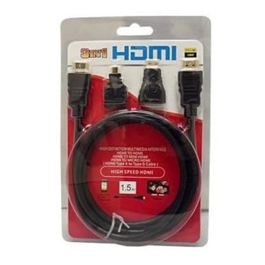 Original 3 in 1 HDMI Cable with Micro/Mini HDMI Adapters