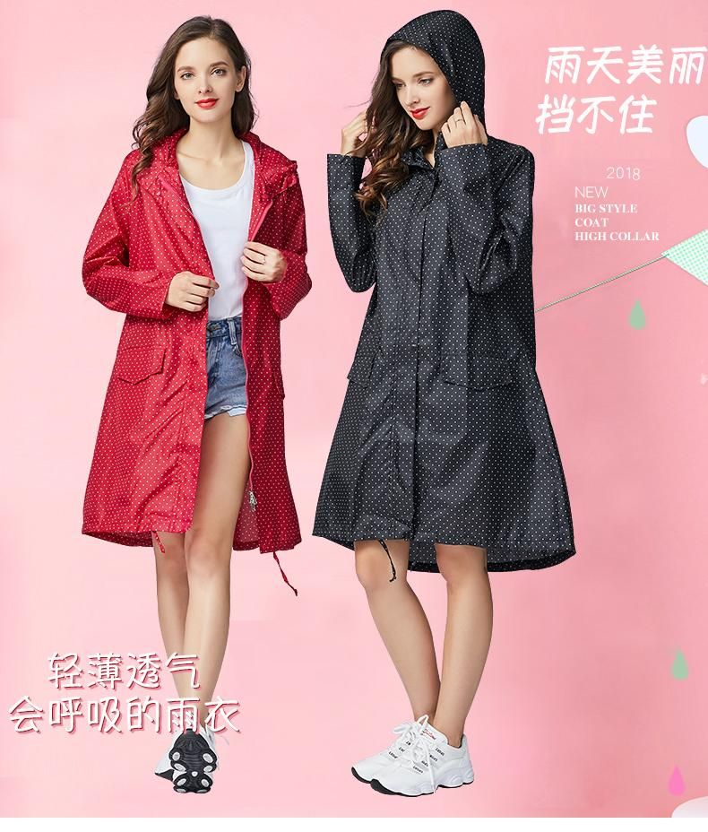 Breathable Portable Ladies Long Raincoat