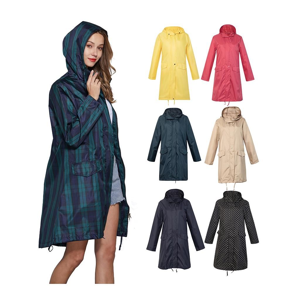 Breathable Portable Ladies Long Raincoat