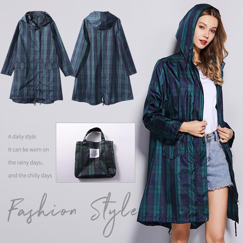 Breathable Portable Ladies Long Raincoat