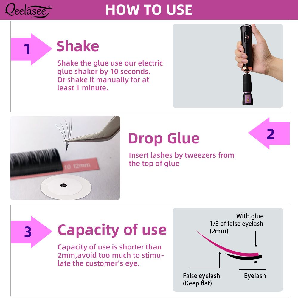 Qeelasee 0.5s Fast Drying Eyelash Extension Glue Lasting