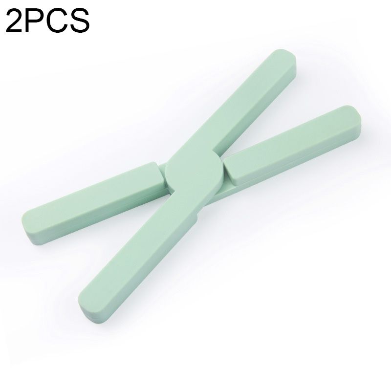 2 PCS Thickened X-shaped Silicone Foldable Pot Mat Kitchen  Heat-Insulation Meal Coaster High Temperature Table Mat( Green)