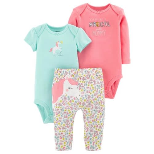 Baby Girls Magical With Mummy Bodysuits And Matching Pant 3 Set-pink