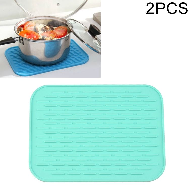 2 PCS Thicken Colorful Silicone Insulation Mat European Anti-burning Pot Pad Table Waterproof  Phone Pad(Sky Blue)
