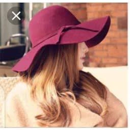 Ladies Wide Brim Hat - Burgundy