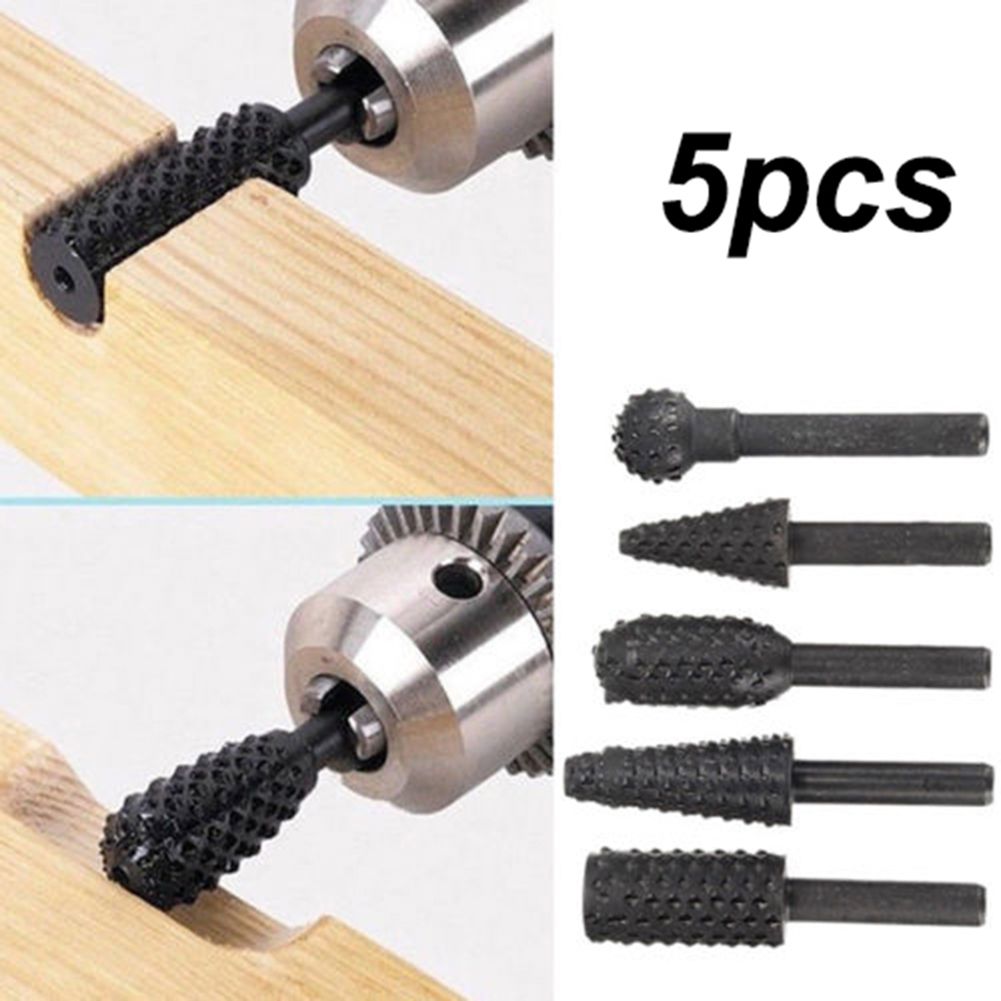 5pcs 1 4 Inch Shank Rotary Burr Wood Carving File Rasp