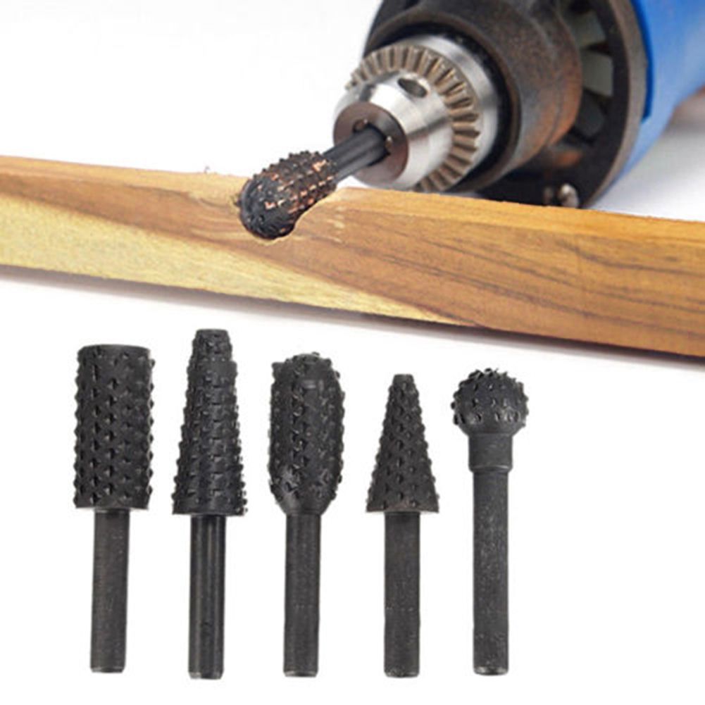 5pcs 1 4 Inch Shank Rotary Burr Wood Carving File Rasp
