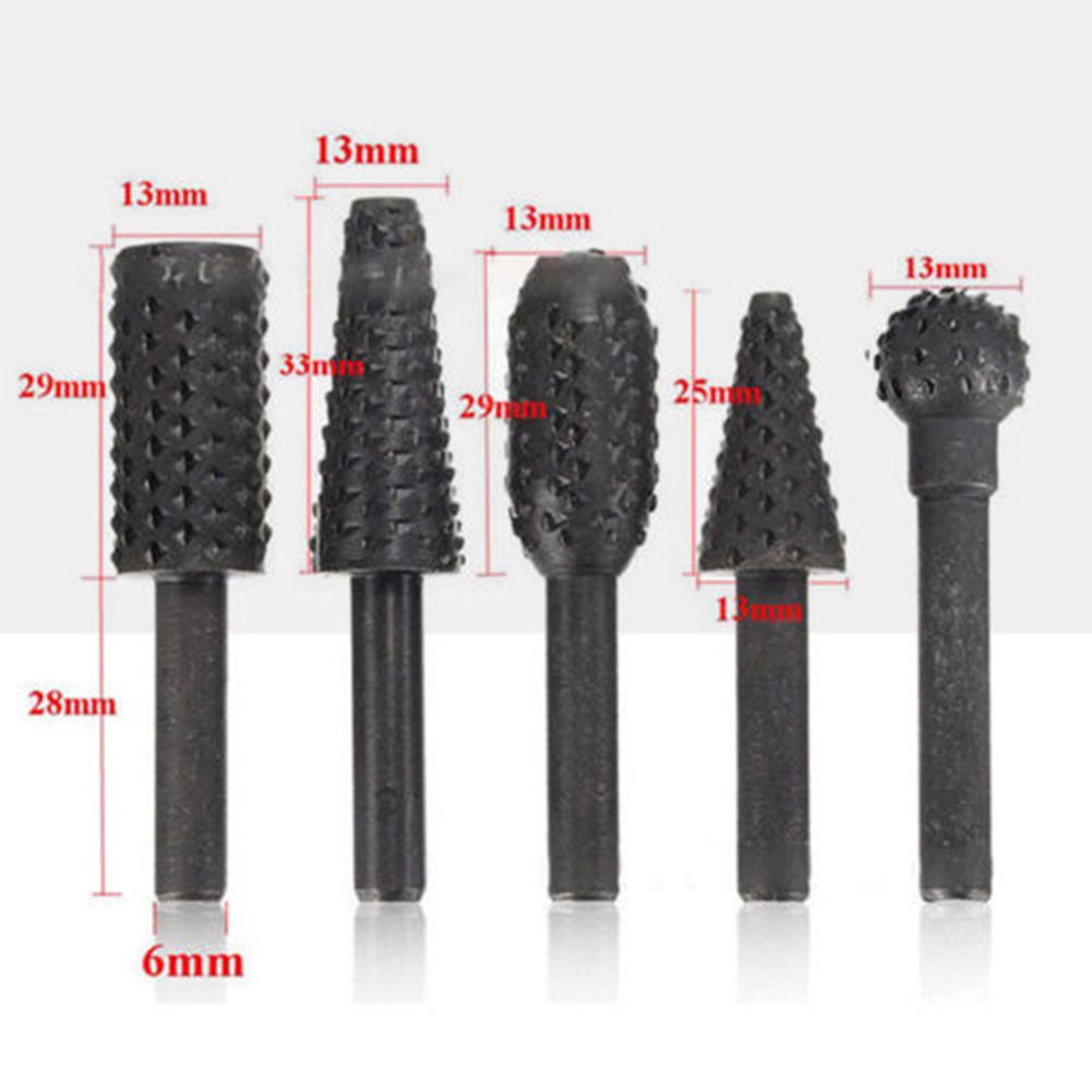 5pcs 1 4 Inch Shank Rotary Burr Wood Carving File Rasp