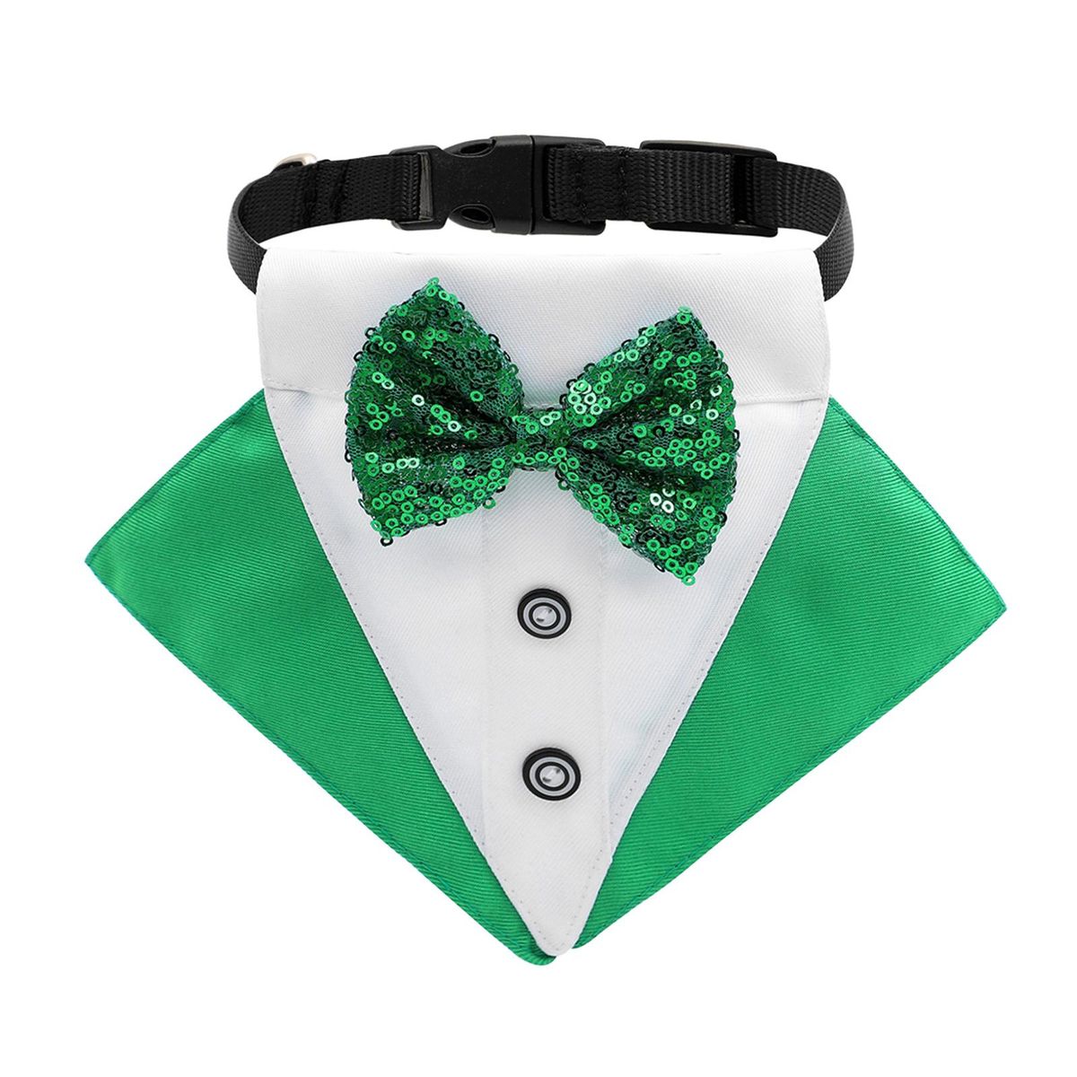 Adjustable Dog Bandana Collar ST. Patrick'S Day Dress Up Green White S