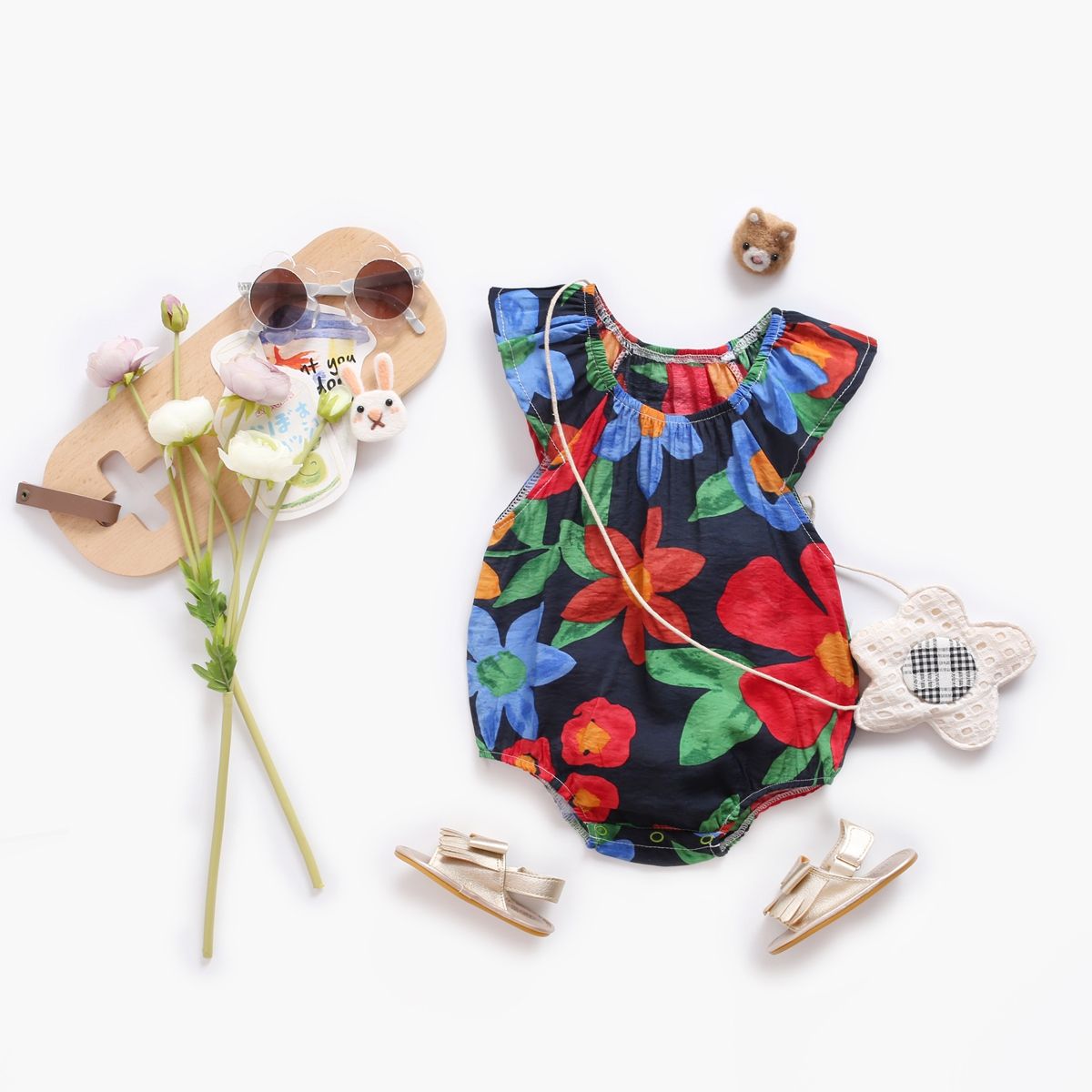 Cotton Baby Bodysuit Flowers Summer Baby Clothes Newborn
