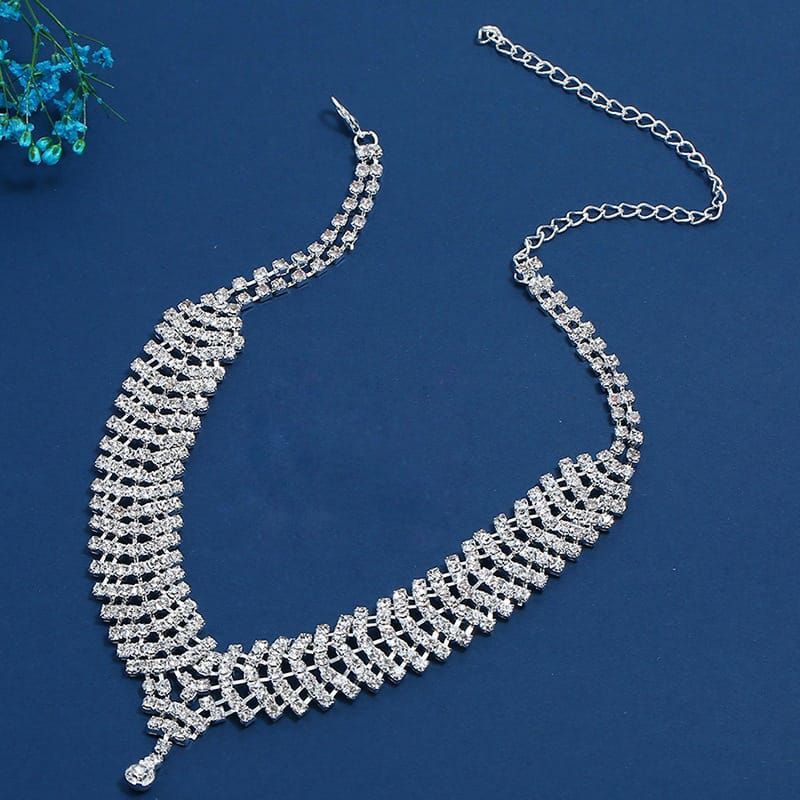 Rhinestone And Crystal Drop Necklace