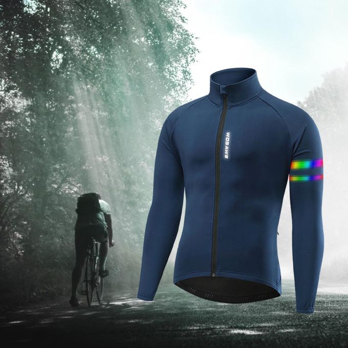 Cycling Jacket Thermal Full Sleeve Coat Mountain Bike Casual Blue L