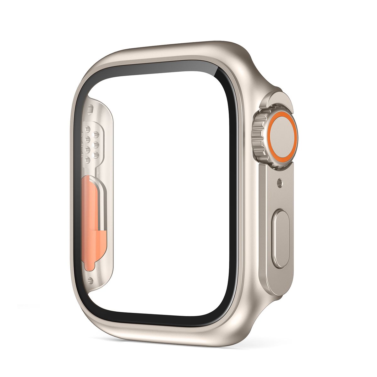 (Titanium Gold)PC Firm Cover For Apple Watch Case 40mm 41mm 45mm 44mm Glass Appearance Upgrade 49mm Turning Into Ultra For  IWatch 8 7 Se 6 5 4 DOU
