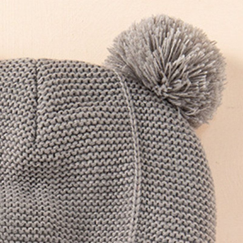 LAOdou 1 Set 1-4 Years Hat Gloves Two Plush Balls Ropes Boys-Grey