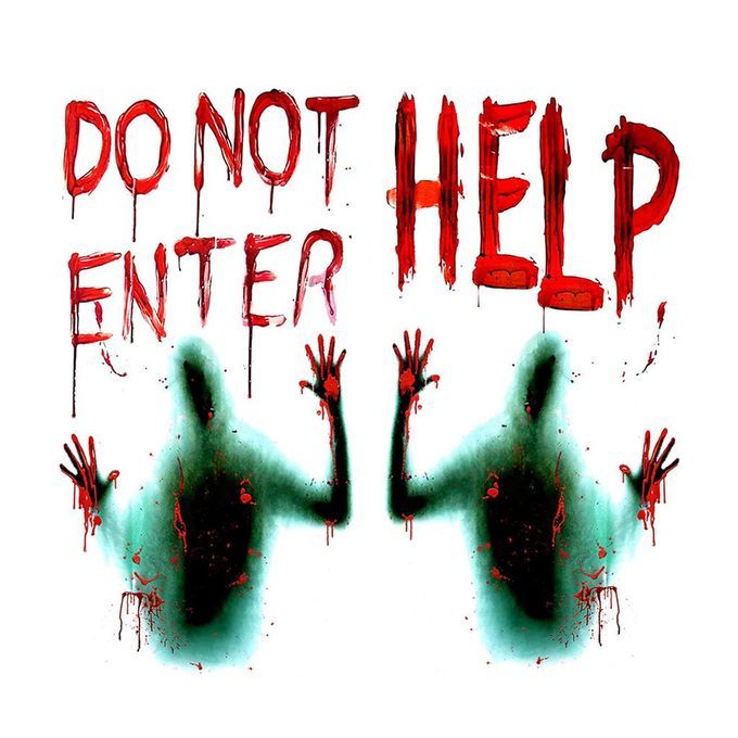 AFH1124 Halloween Wall Sti Kers Haunted House S Ene Layout Gl  Sti Kers S Ary HELP DONOT ENTER Window Wall Sti Kers-green