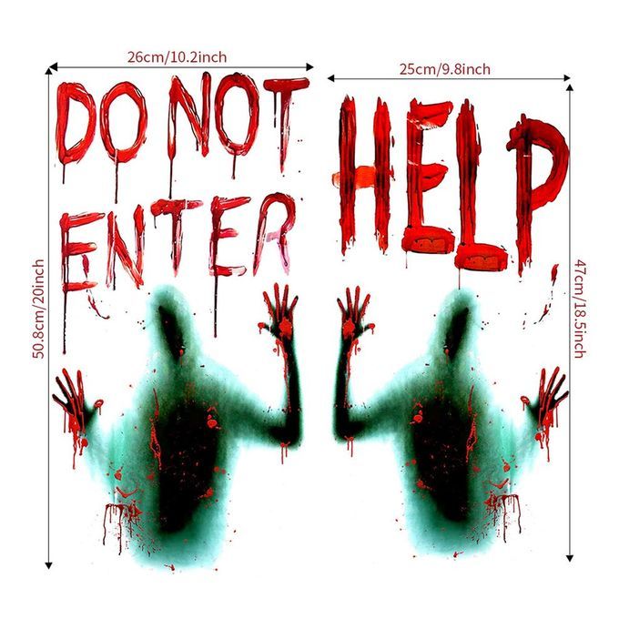 AFH1124 Halloween Wall Sti Kers Haunted House S Ene Layout Gl  Sti Kers S Ary HELP DONOT ENTER Window Wall Sti Kers-green